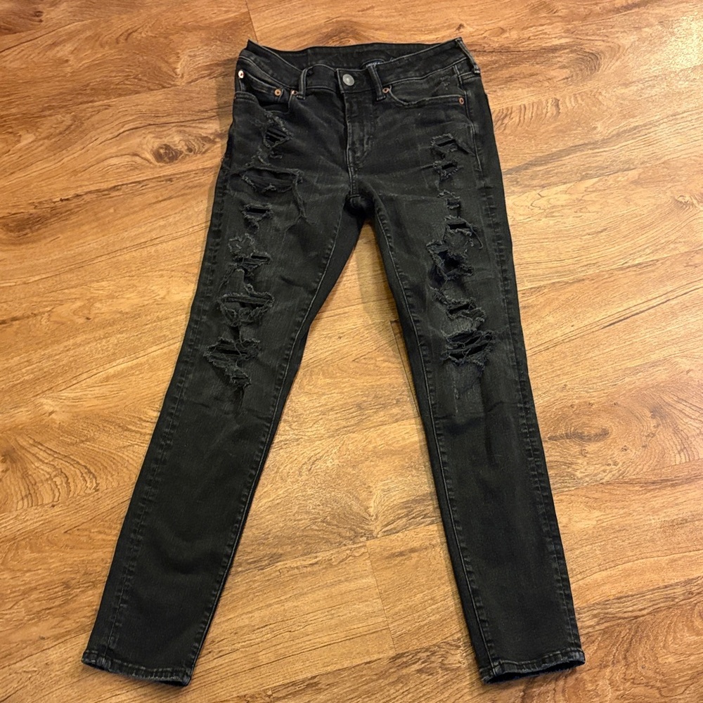 Black Distressed Mens Skinny Jeans